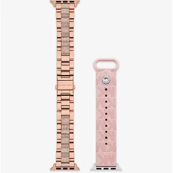 Michael Kors Pavé Rose Gold-Tone and Logo Strap for Apple Watch® Gift Set NWT - Picture 5 of 11